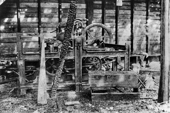 The burnt out remains of "The Daily Record", the only Black-Owned newspaper in Wilmington, North Carolina.